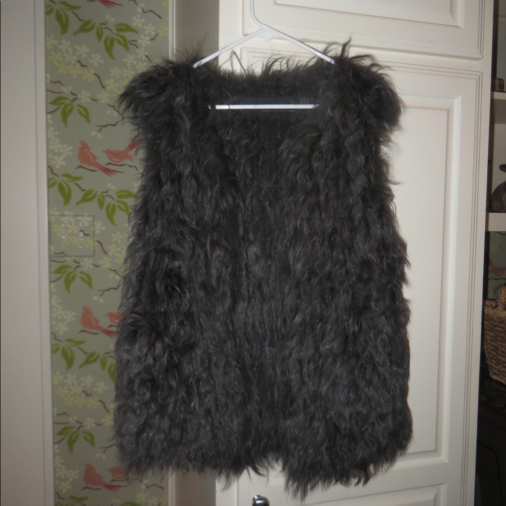 Zara Dark Grey Fur Vest